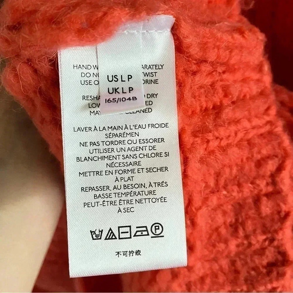 Anthropology Pilcro Zamora Cowl Neck Sweater Sz Large bright coral - Picture 7 of 14